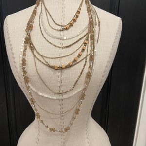 LOFT Gold multi strand layered long necklace